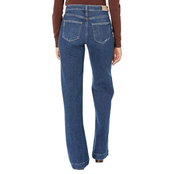 PAIGE Women’s Leenah wide leg full length vintage inspired distressed blue jeans - Picture 3 of 10